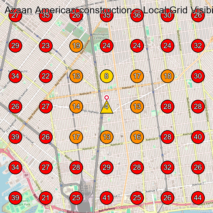 Azaan American construction GeoGrid visibility map for Construction Company in Brooklyn
